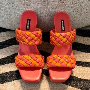Nine West Nessie Vibrant Pink and Orange Platform Wedge (NWOB)